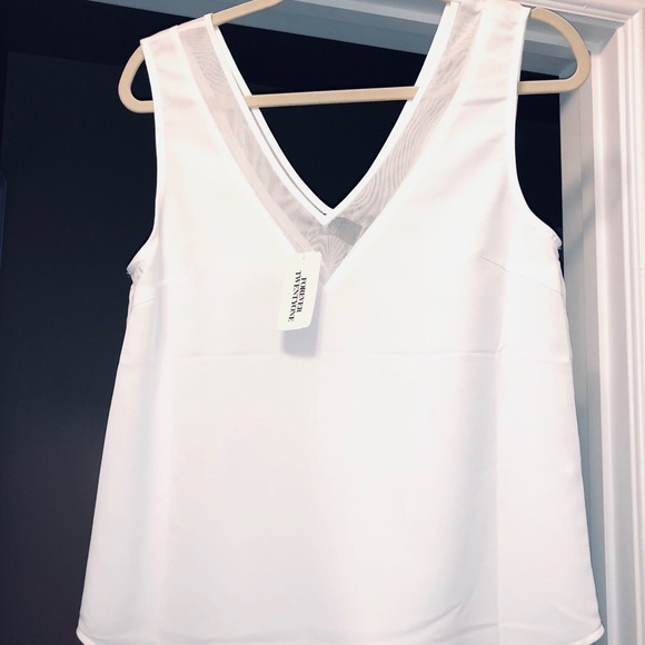 NWT silky sheer V blouse top shirt sleeveless tank - Picture 2 of 6